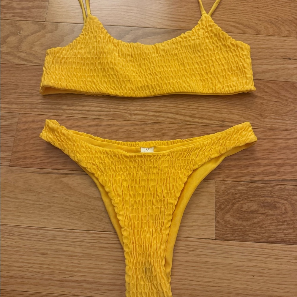 Vibrant Yellow Textured Bikini Set